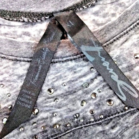 7seven womens shirt XL gray hi low long sleeve - Picture 4 of 5